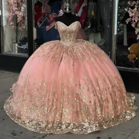 Pink Princess Quinceanera Dress with Off Shoulder Ball Gown     fg6820