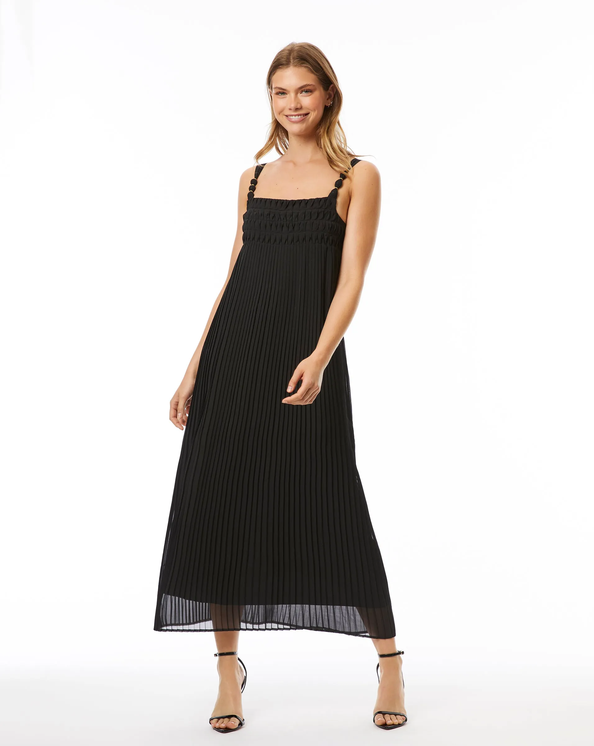 Pleated Column Maxi Dress