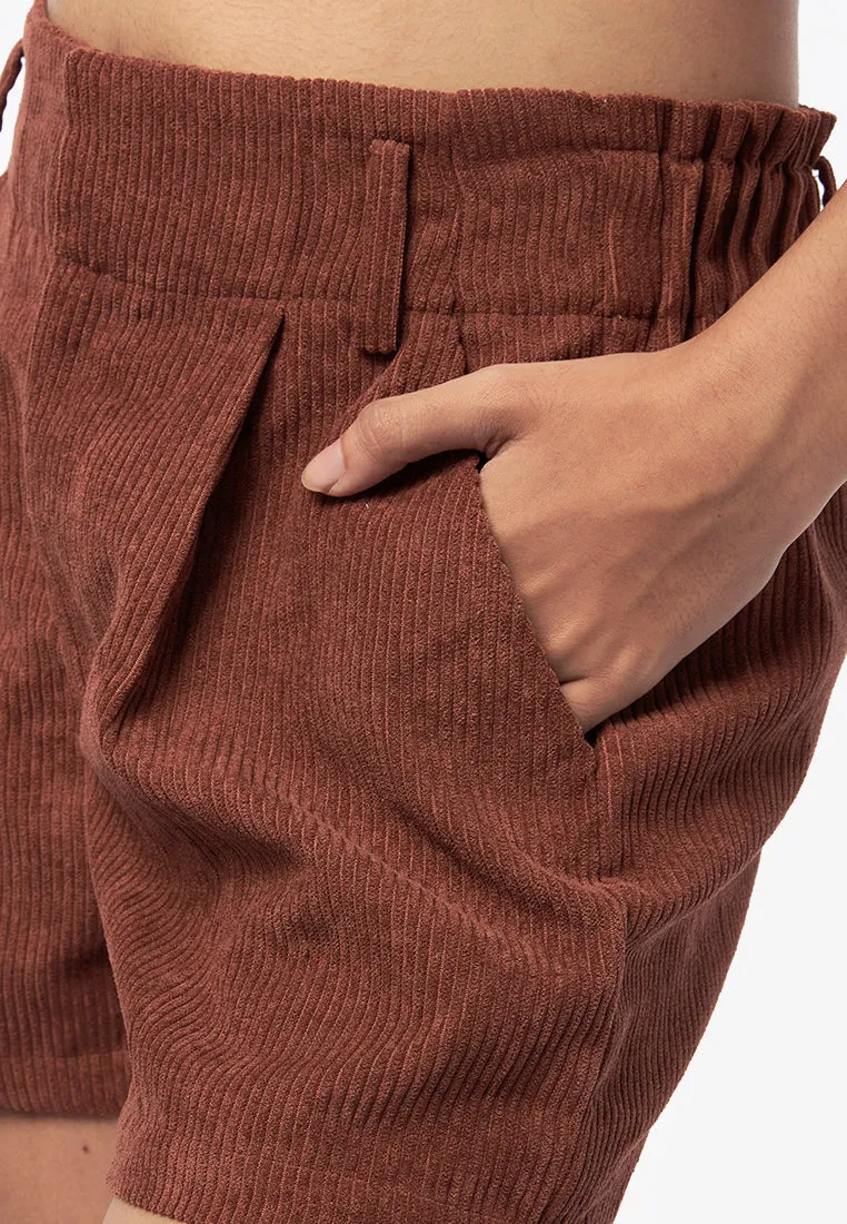 Pleated Corduroy Shorts