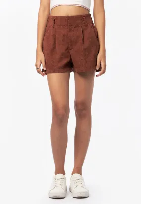 Pleated Corduroy Shorts