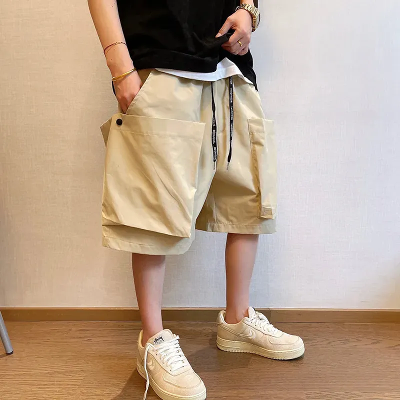 Plus Size Korean Big Pocket Cargo Shorts Men Casual Basketball Baggy Shorts