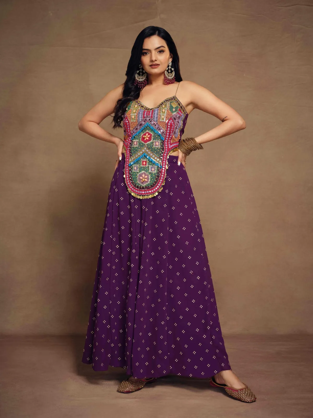 Purple Art Silk Georgette Top & Palazzo Co-Ord Set for Chic Fashion