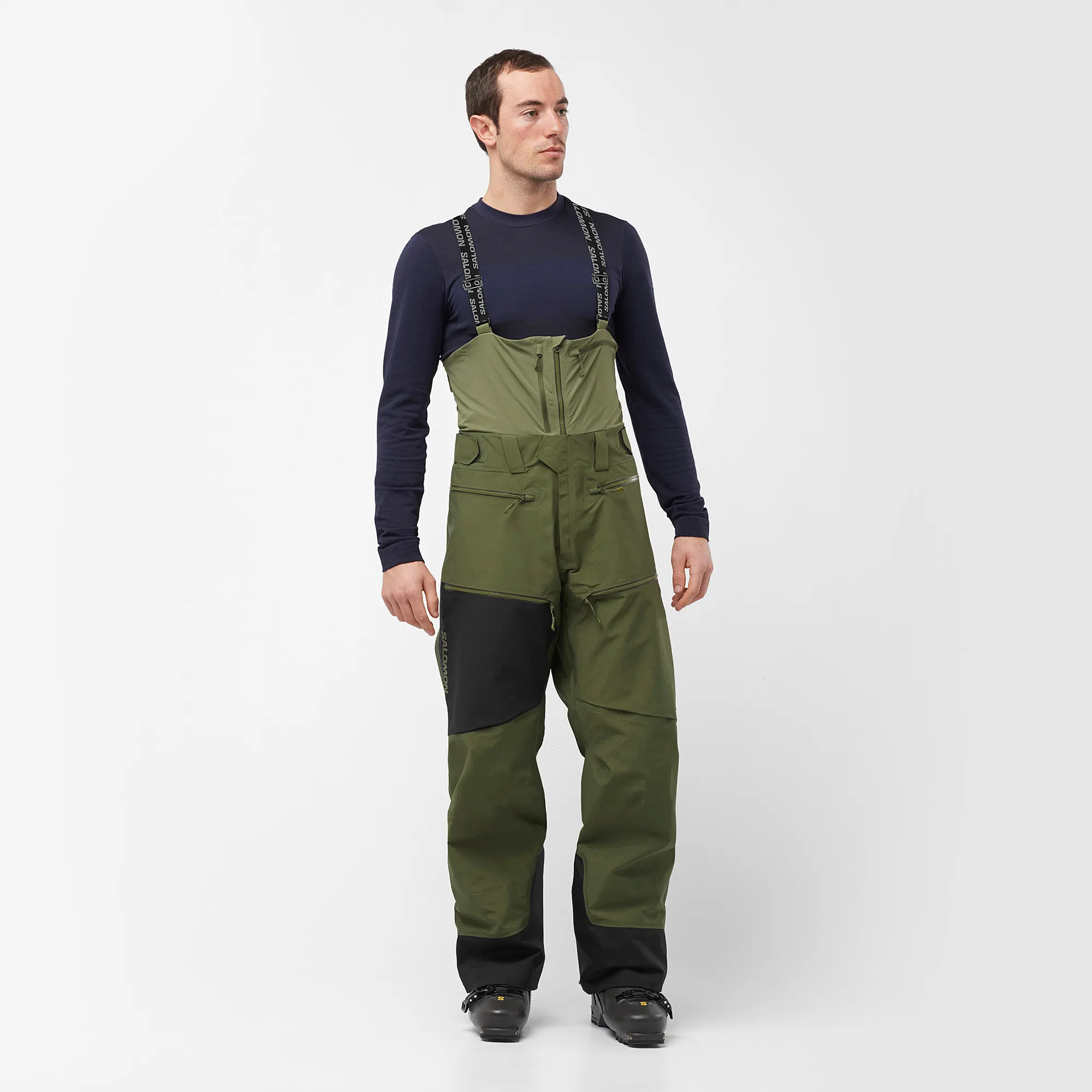 Salomon Men&#x27;s S/Lab QST GORE-TEX Pro Bib Pants Olive Green/Deep Black | Buy Salomon Men&#x27;s S/Lab QST GORE-TEX Pro Bib Pants Olive Green/Deep Black here | Outnorth