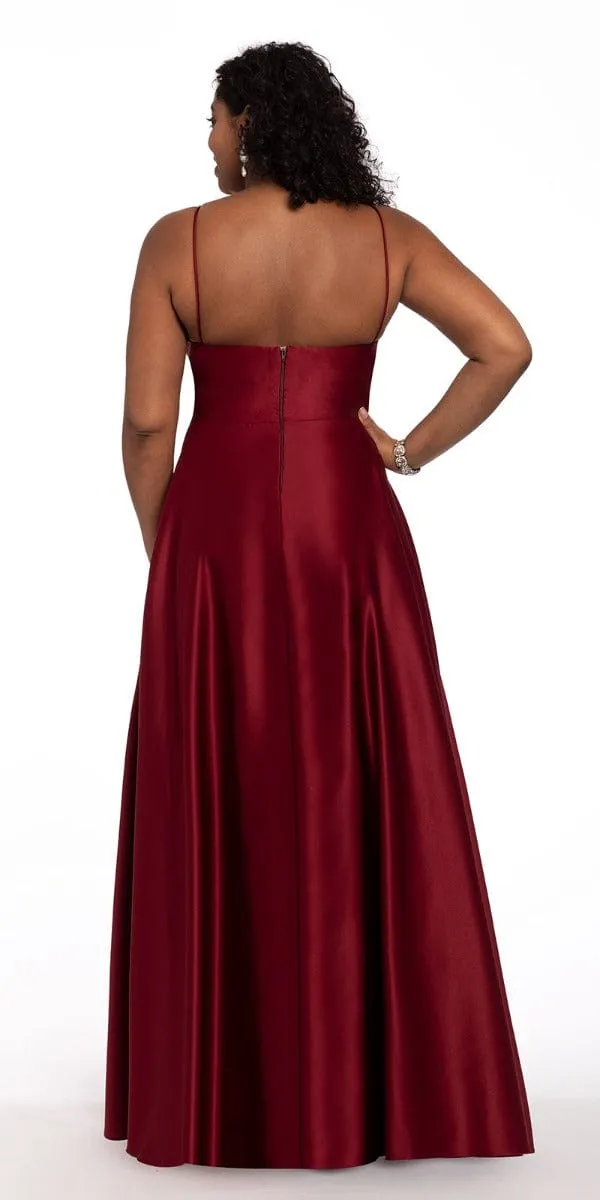 Satin Spaghetti Slip Ball Gown