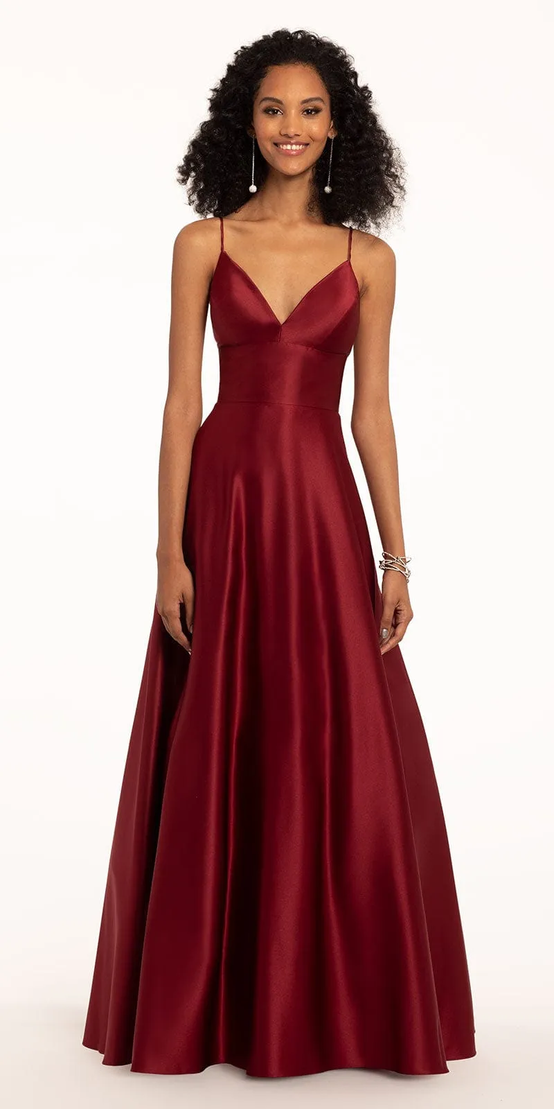 Satin Spaghetti Slip Ball Gown