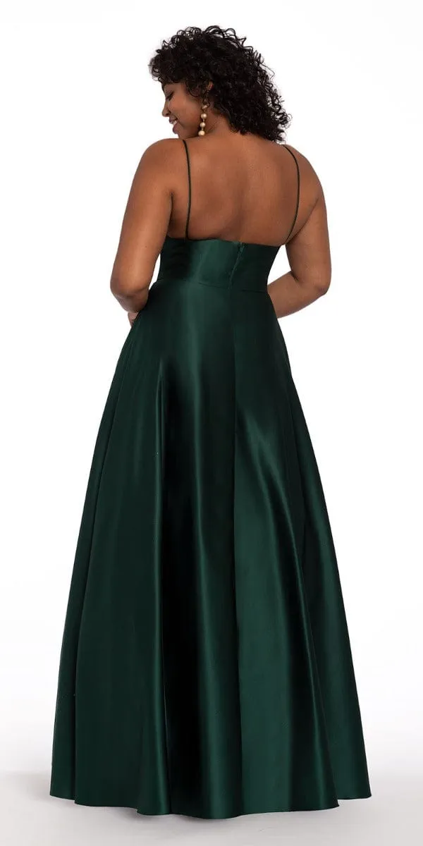 Satin Spaghetti Slip Ball Gown