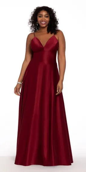 Satin Spaghetti Slip Ball Gown