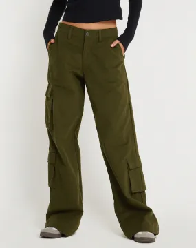 Shan Wide Leg Trouser in Dark Olive