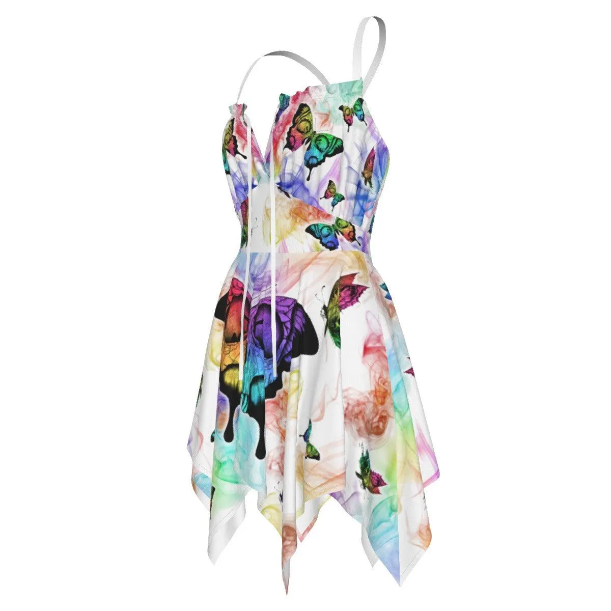 Skull Butterfly Pattern All-Over Print Women's Slip Dress