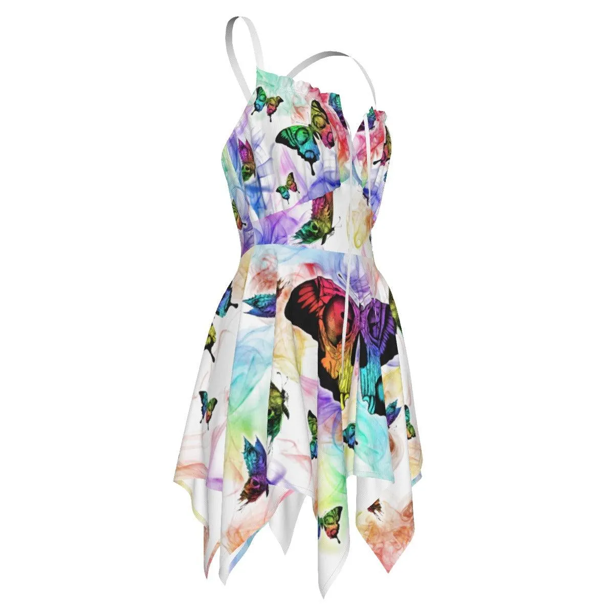 Skull Butterfly Pattern All-Over Print Women's Slip Dress