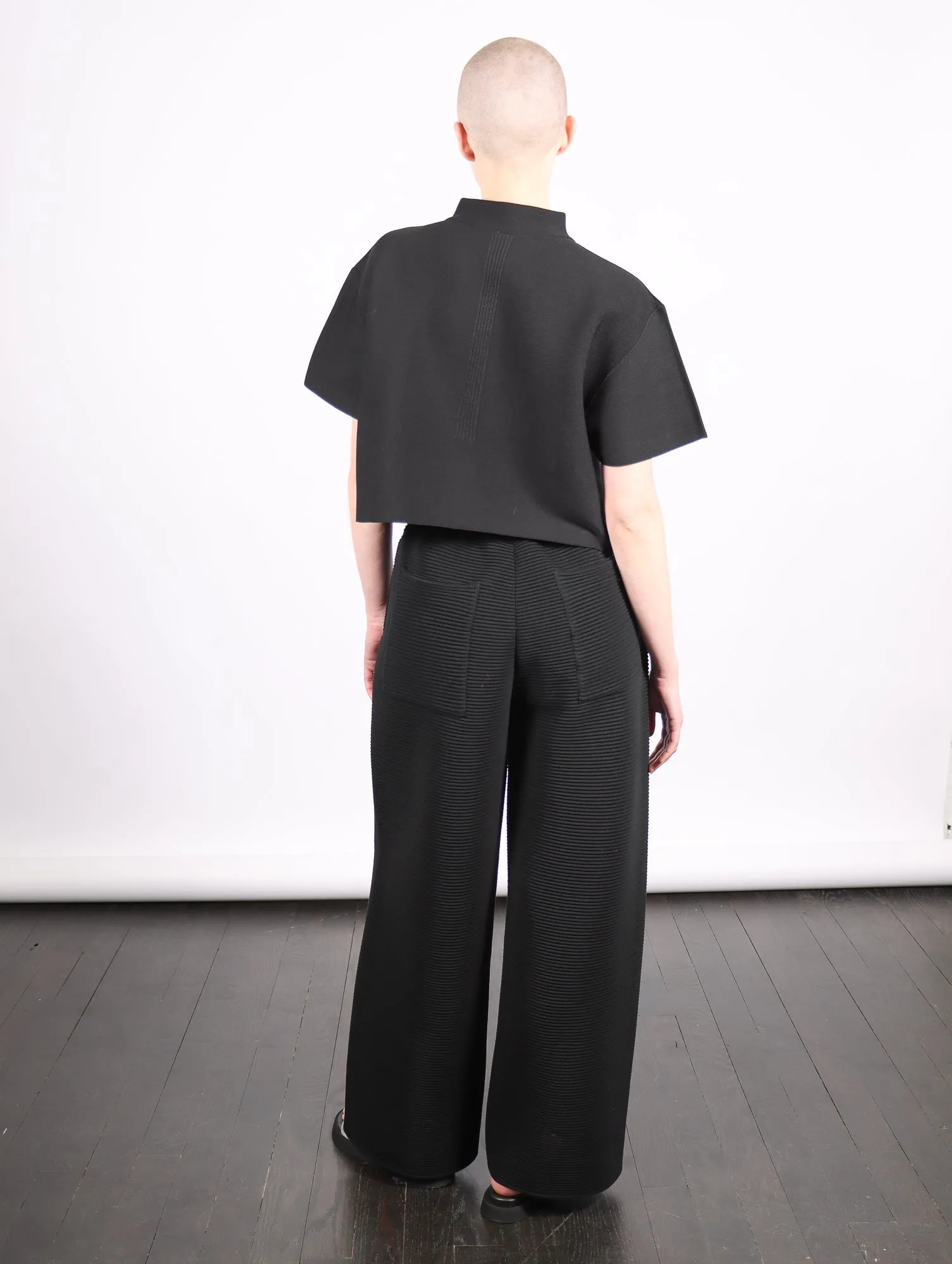 Stratum Wide Straight Pants in Black by CFCL