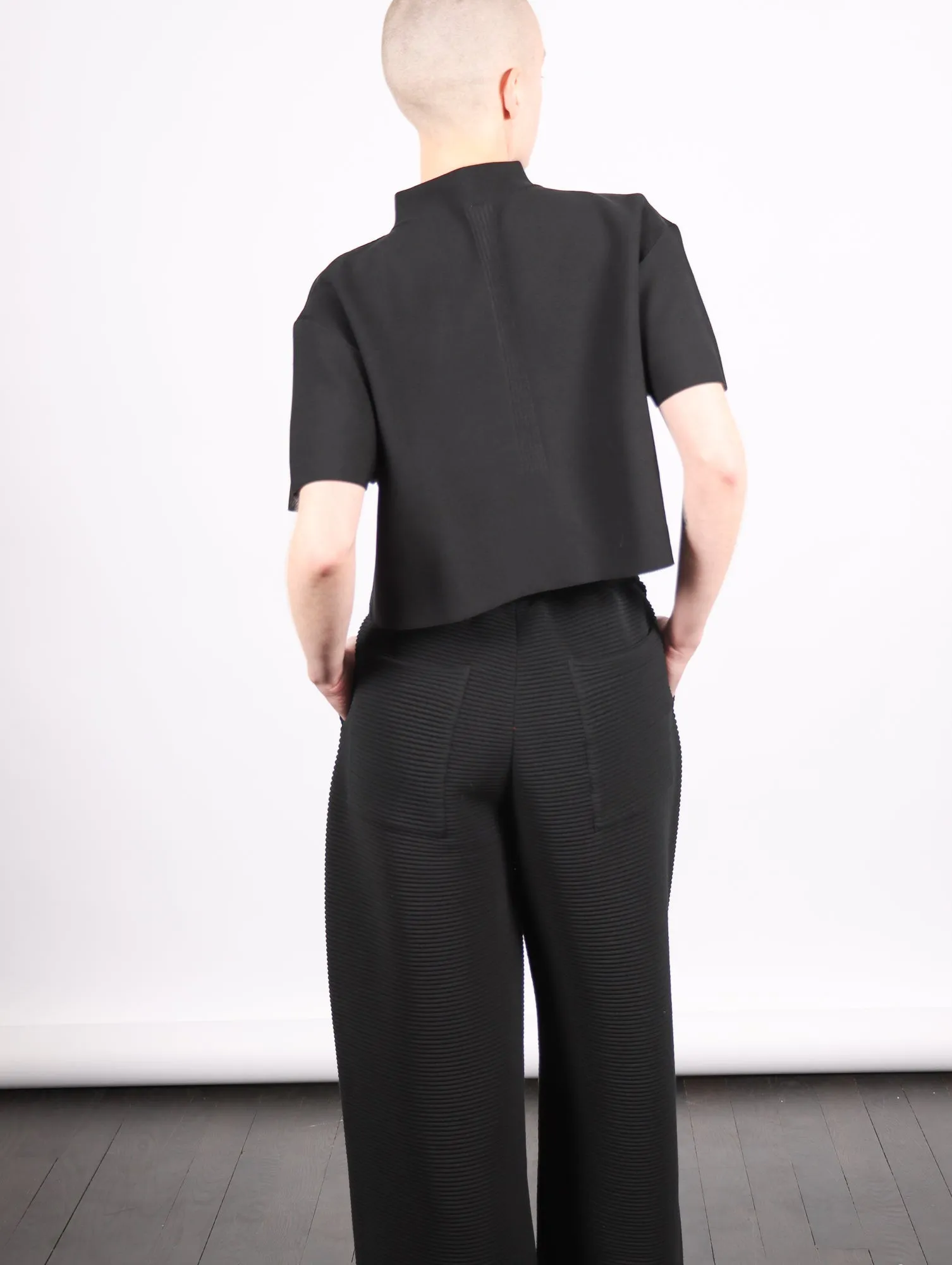 Stratum Wide Straight Pants in Black by CFCL