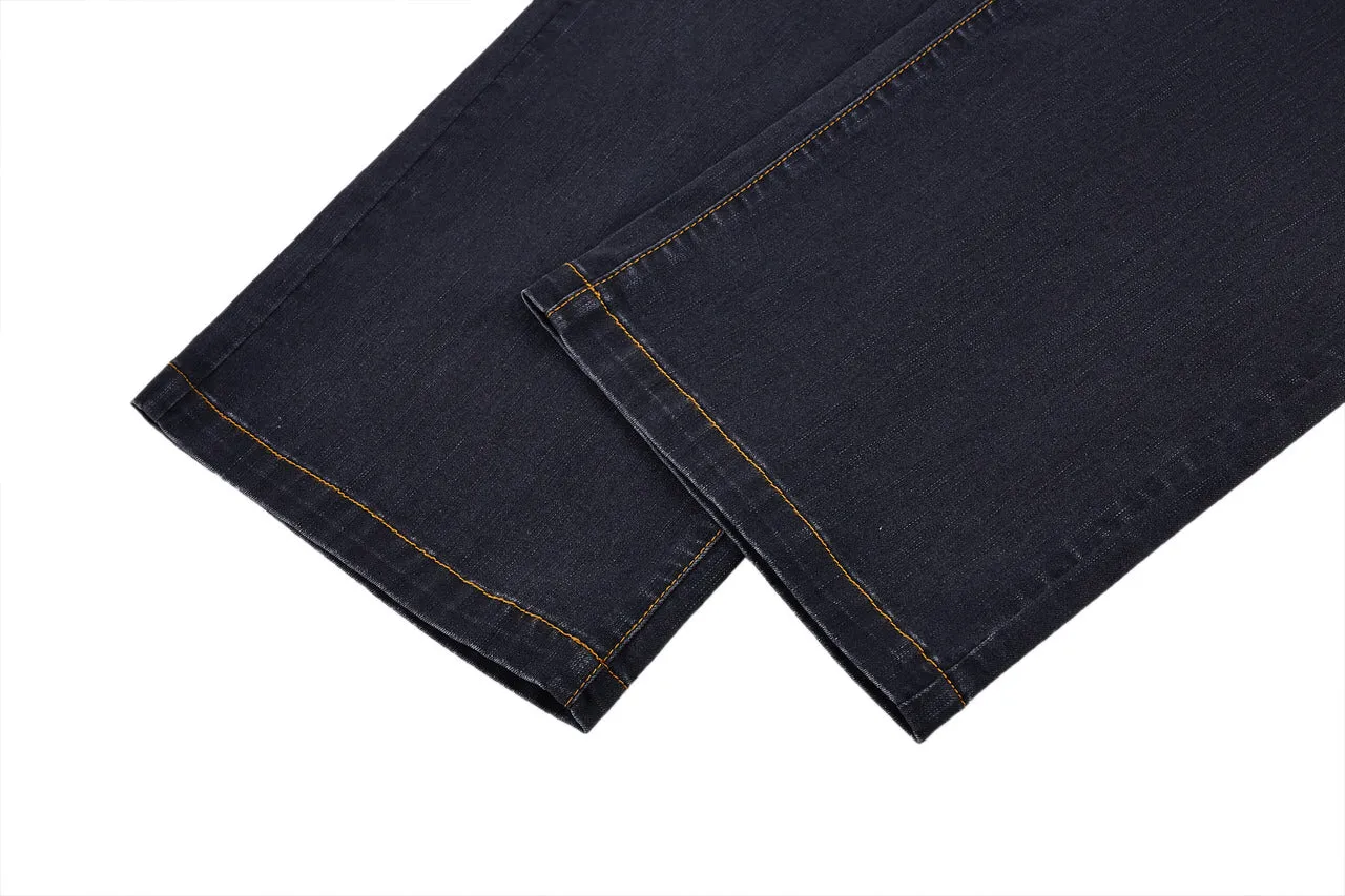 Stretch Denim Relaxed Straight Leg Jeans