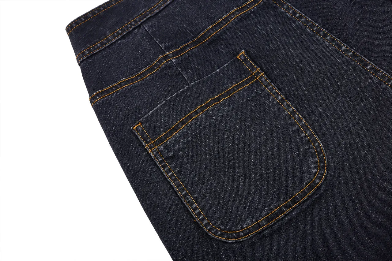 Stretch Denim Relaxed Straight Leg Jeans