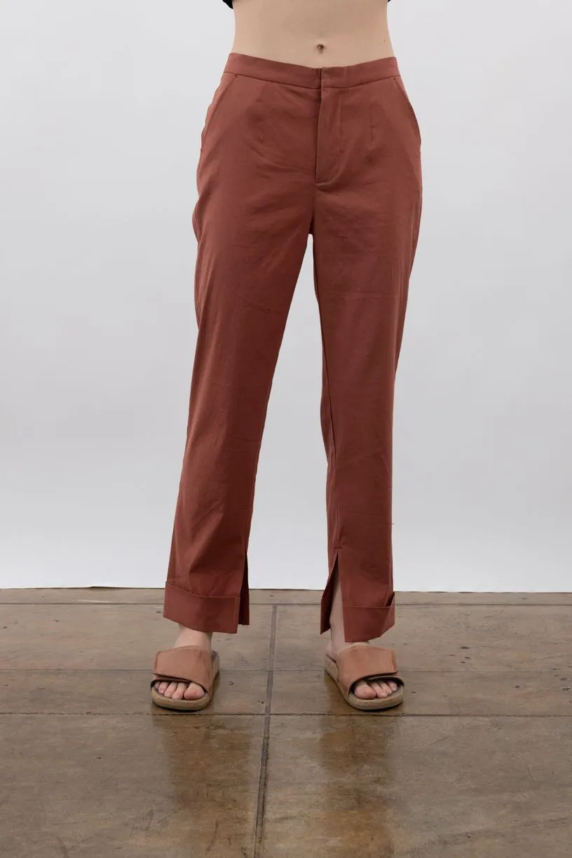 Stretch Linen Cuffed Slim Pant - WISTERIA