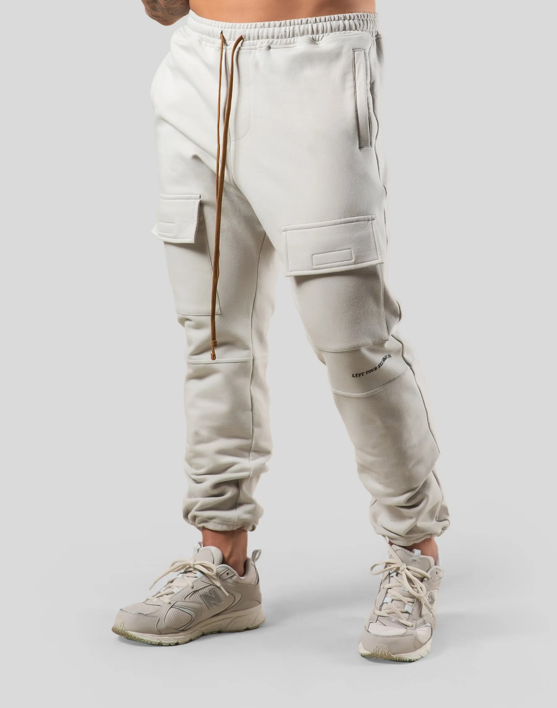 Stretch Sweat Cargo Pants- Ivory