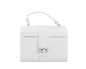 Stylish White Leather Jewelry Box Organizer