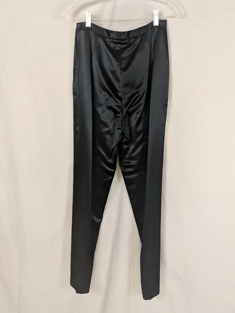 Talbots Collection Black Two Piece Satin-Look Pants set Tapered Ankle, Sleeveless, scoop neck top