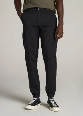 TAPERED-FIT Stretch Cotton Cargo Jogger Pants for Tall Men in Black