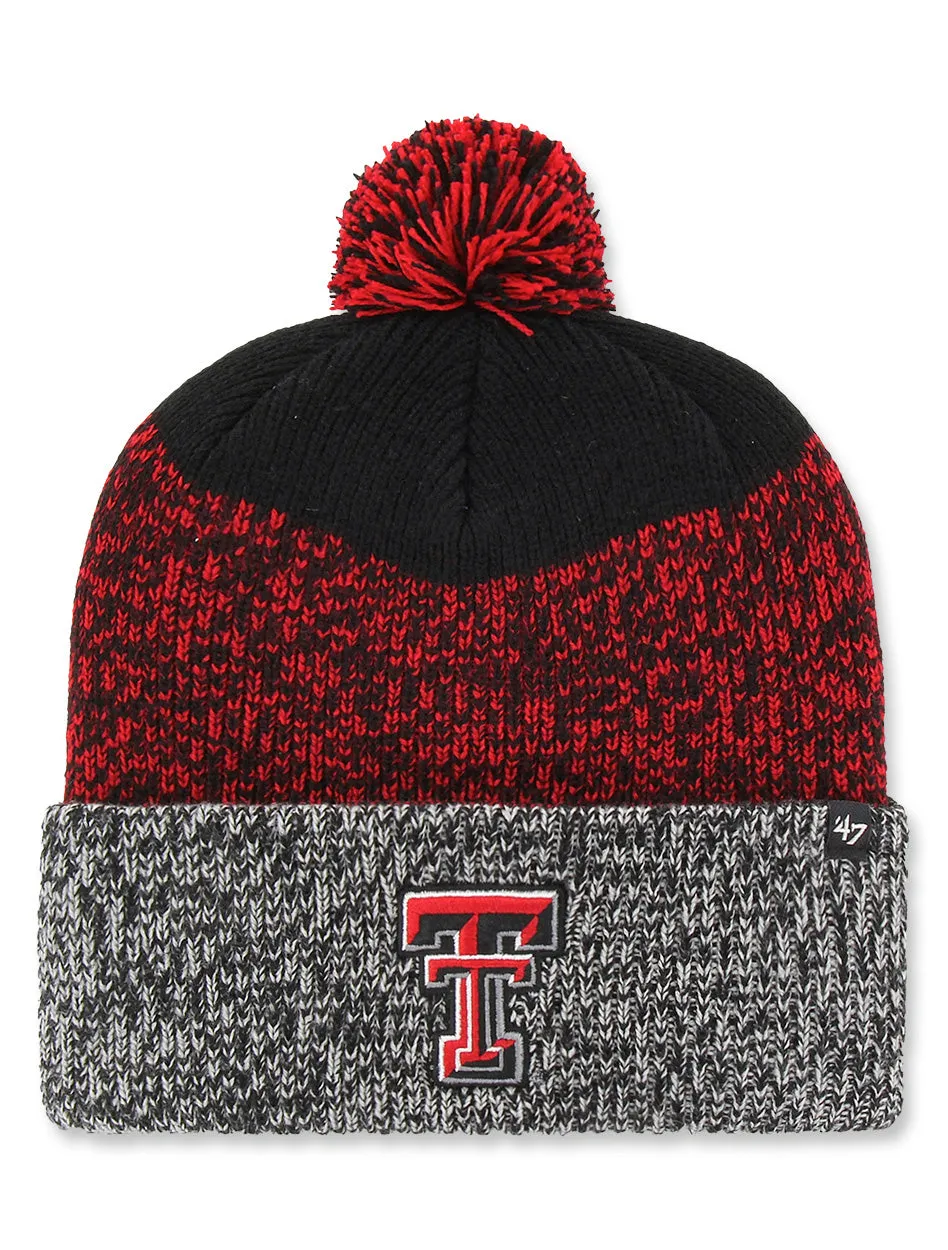 Texas Tech 47 Brands "Black Static" Cuff Knit Beanie with Pom