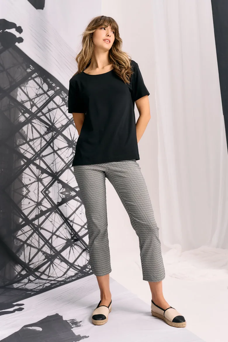 Texture Print Pant - Black & White Geo