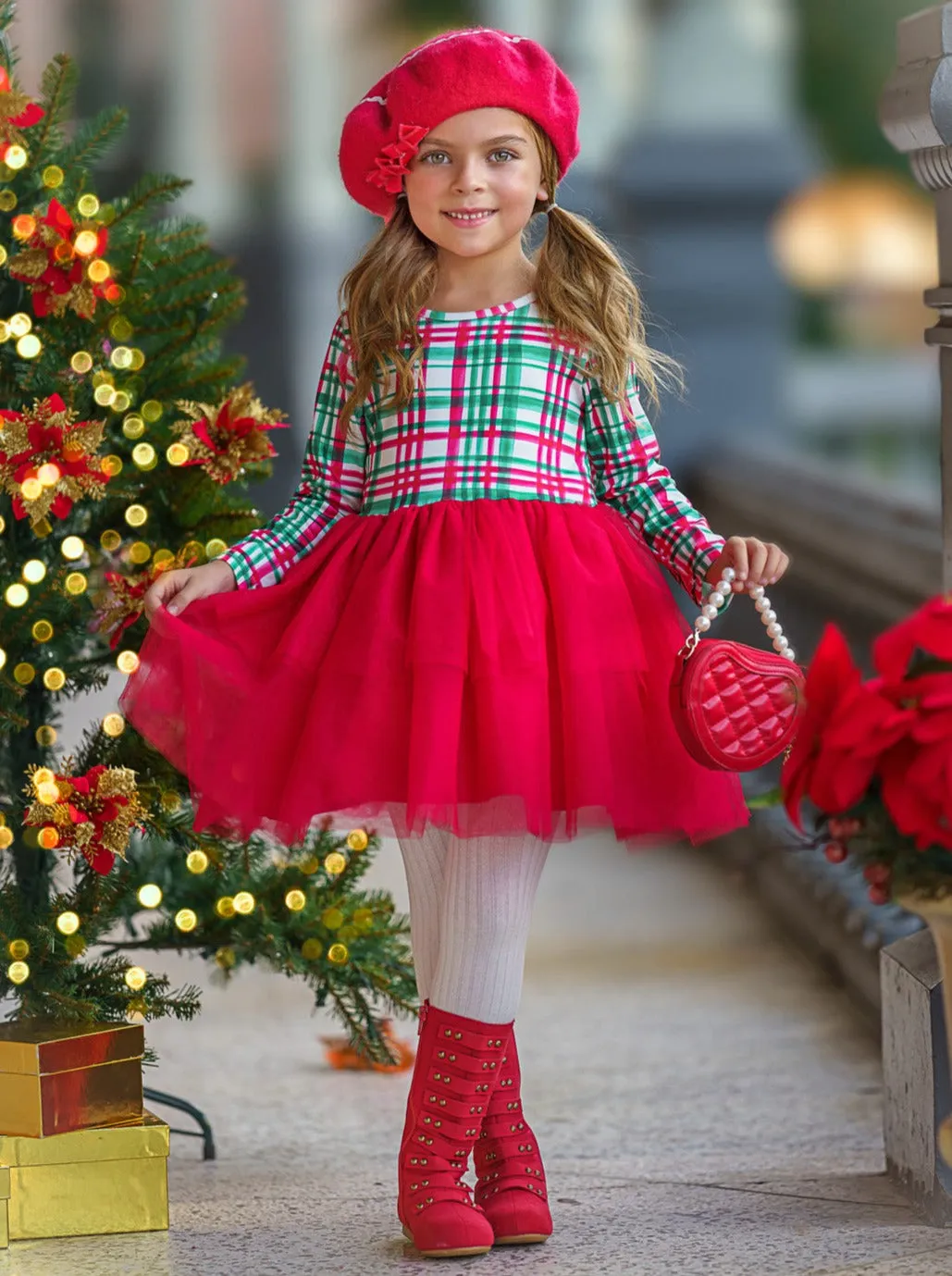 The Best Gift Green Plaid Holiday Tutu Dress