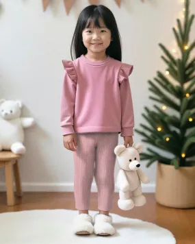 Toddler Girl Winter Rose Long Sleeve Set