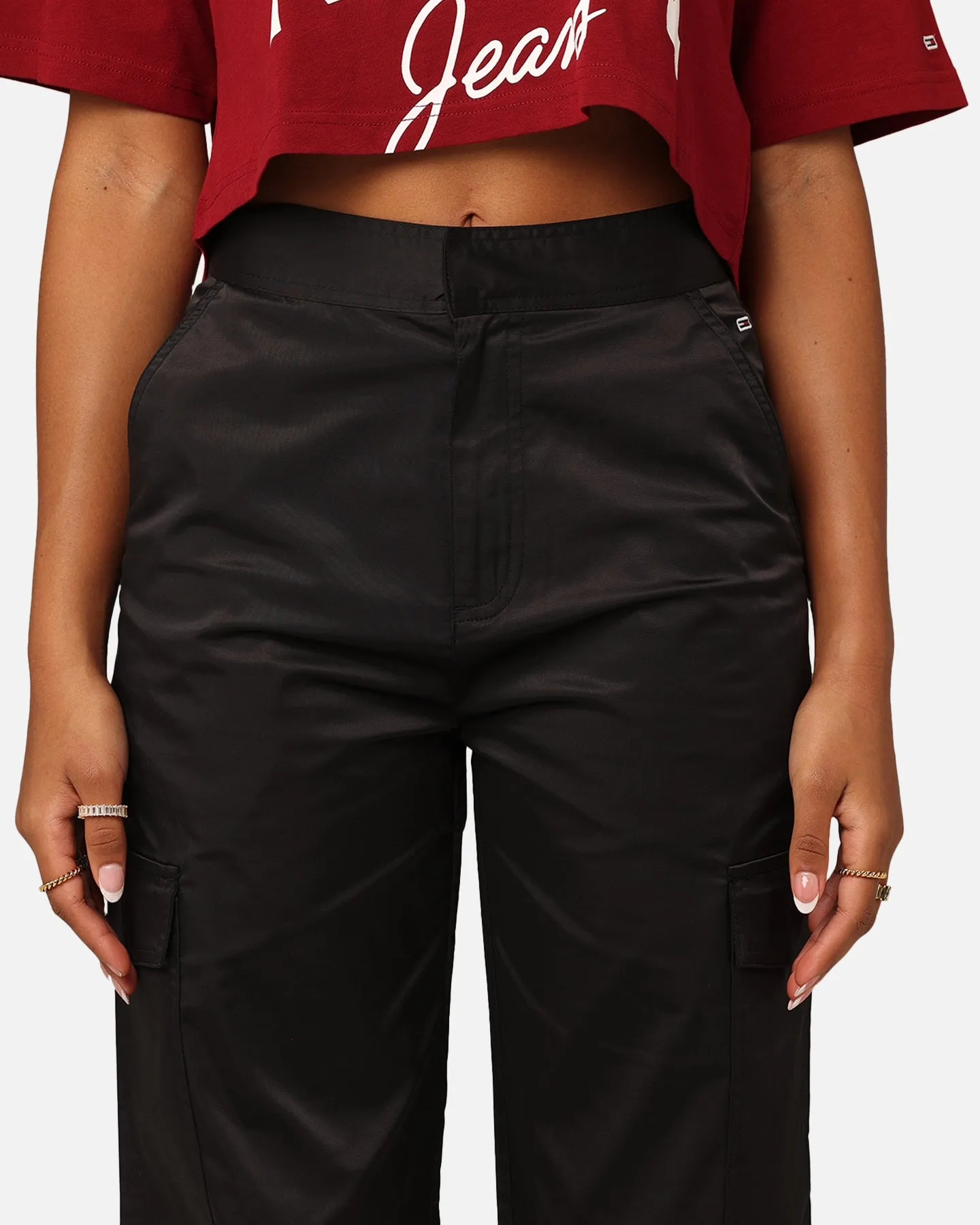 Tommy Jeans Women's Satin Utility Pants Black