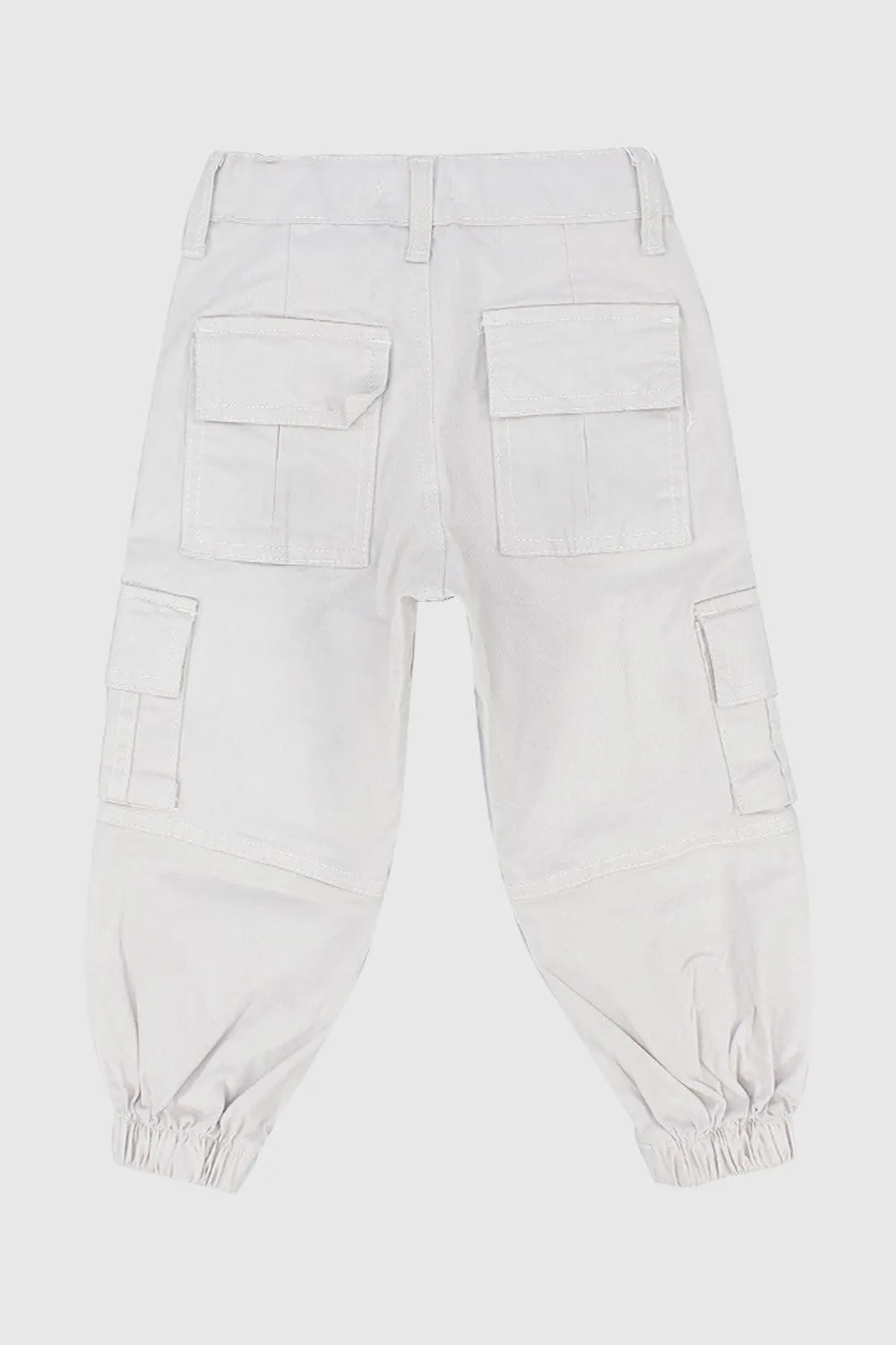 Unisex Beige Gabardine Cargo Pants