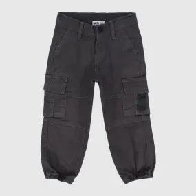 Unisex Charcoal Gabardine Cargo Pants