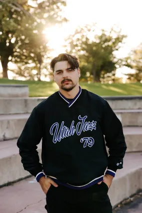 Utah Jazz Purple Script '79 Pullover Windbreaker - Black - Wild Collective