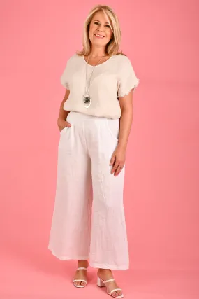 VLSP120 (21P057) - SICILY LINEN PANT - WHITE