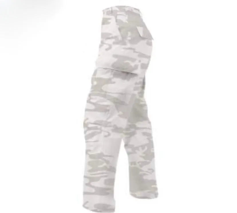 White High Waisted Camo Cargo