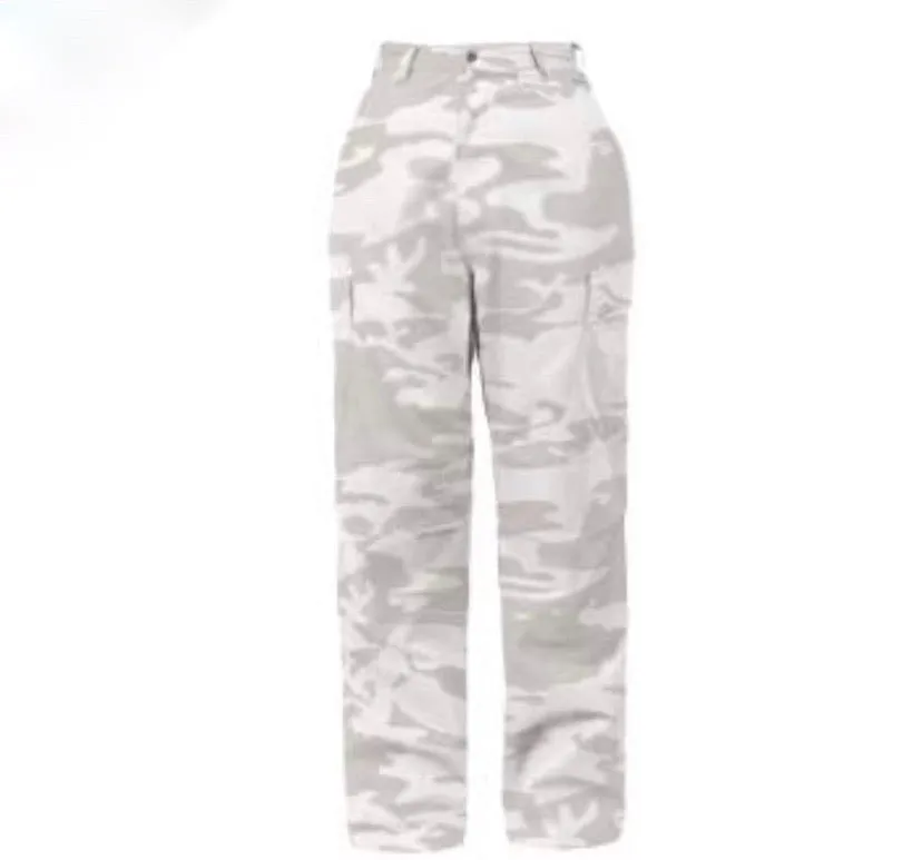 White High Waisted Camo Cargo