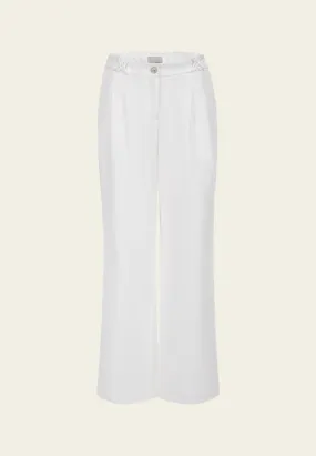 White Pleated Wide-leg Pants