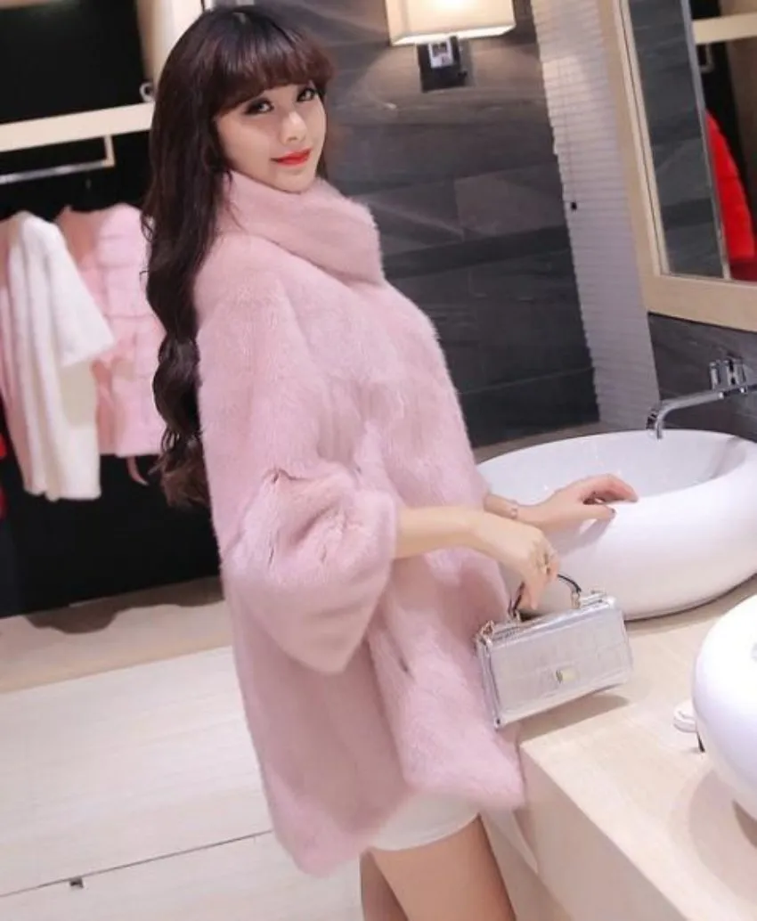 Womens Faux Fur Cape Coat